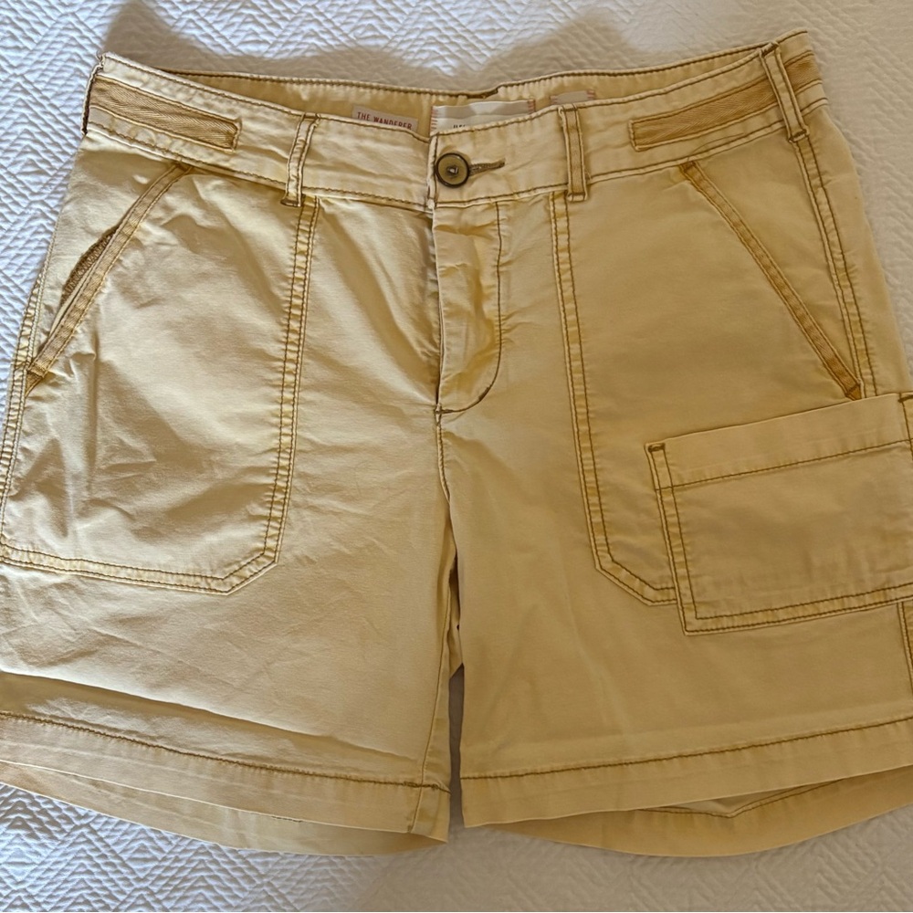 Anthropologie Hei Hei Yellow Cargo Shorts Relaxed Fit Cotton Blend